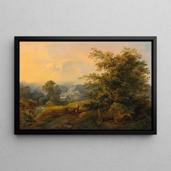 Julius Theodor Gruss - A Landscape with Figural Staffage.webp