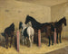 Pferde im Stall - Julius von Blaas — Ansicht des Kunstwerks