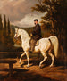 Der Reiter von Juliusz Kossak — Mann auf weißem Pferd in einer Landschaft