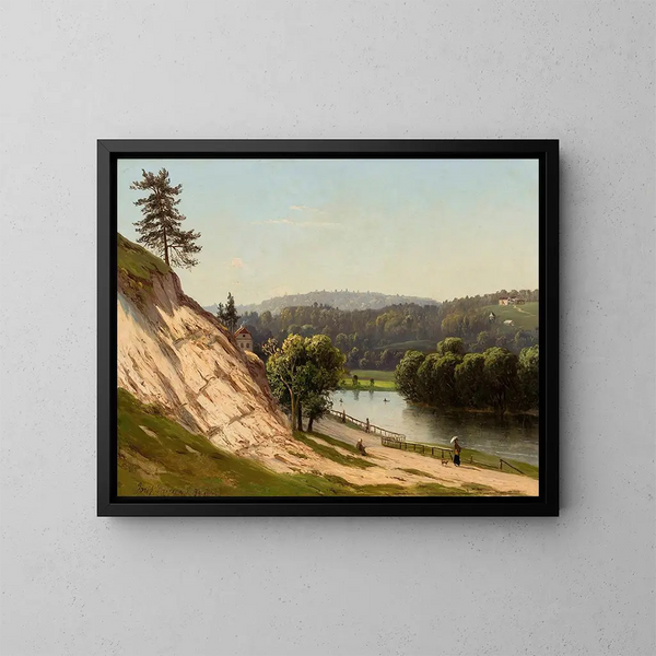 Landschaft bei dem Fluss Vilnius - Józef Marszewski — gerahmtes Bild an der Wand