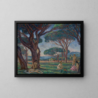 Landschaft der Provence mit idyllischen Szenen - Józef Pankiewicz — gerahmtes Bild an der Wand