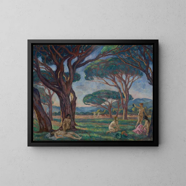 Landschaft der Provence mit idyllischen Szenen - Józef Pankiewicz — gerahmtes Bild an der Wand