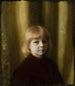 Portrait von Stefan Polczyński Portrait eines Kindes Portrait eines Jungen vor gelblich gefärbtem Draperiebond - Józef Pankiewicz — Ansicht des Kunstwerks