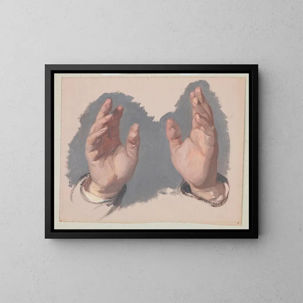 Studie I der beiden Hände des Bischofs für das Gemälde Der Schwur der Königin Jadwiga - Józef Simmler — gerahmtes Bild an der Wand