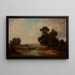 Landschaft mit Kühen an einer Tränke - Józef Szermentowski — gerahmtes Bild an der Wand