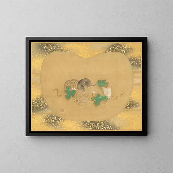 Kürbis und Maus - Kanō Tsunenobu — gerahmtes Bild an der Wand
