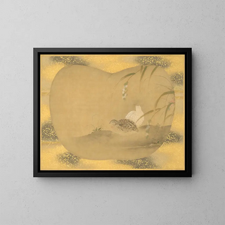 Sauvagine und Wachtel - Kanō Tsunenobu — gerahmtes Bild an der Wand
