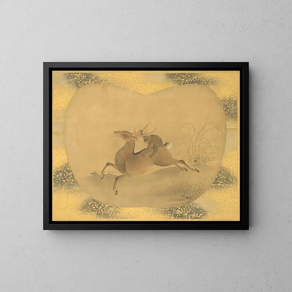 Affe auf einem Hirsch - Kanō Tsunenobu — gerahmtes Bild an der Wand