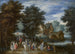 Kavaliere und Spaziergänger auf einem Weg in einer Flusslandschaft - Karel Beschey — Ansicht des Kunstwerks