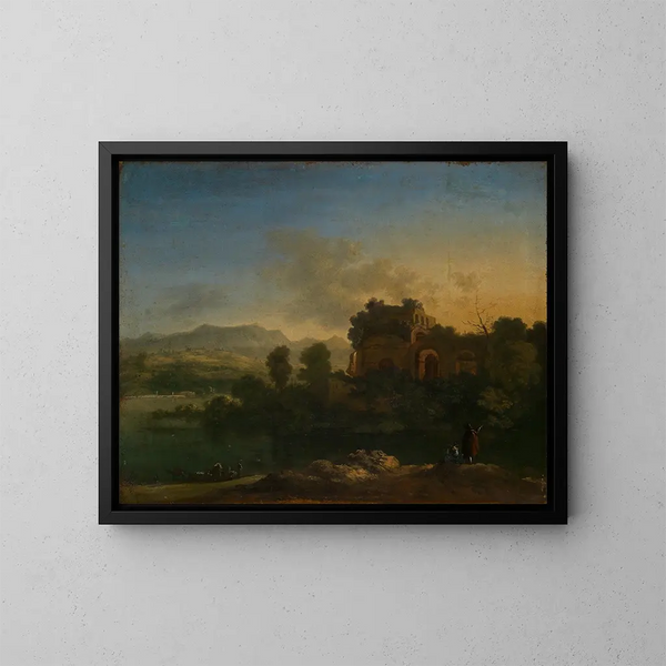 Landschaft im Süden mit Ruine - Karel Dujardin — gerahmtes Bild an der Wand