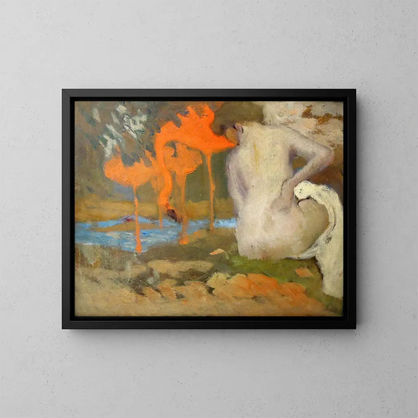 Léda und der Schwan - Karel Pilař — gerahmtes Bild an der Wand