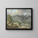Landschaft mit Berg, Wasserfall und Wiesen im Vordergrund - Karl Franz Kraul — gerahmtes Bild an der Wand