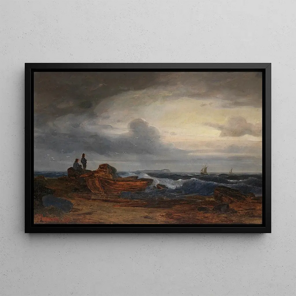 Karl Hagemeister - Meereskste Fischer und Boote an der Ostsee.webp