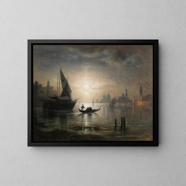 Venedig, eine mondhelle Nacht im Becken - Karl Heilmayer — gerahmtes Bild an der Wand