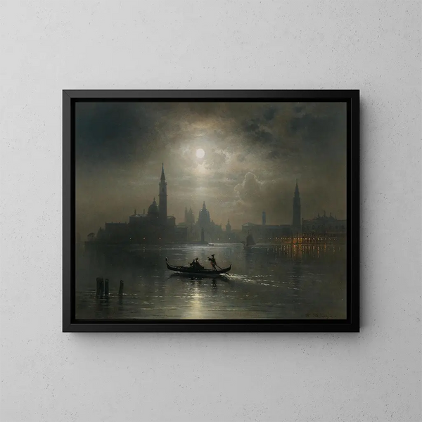 Vénise, volle Mond auf Santa Maria della Salute - Karl Heilmayer — gerahmtes Bild an der Wand