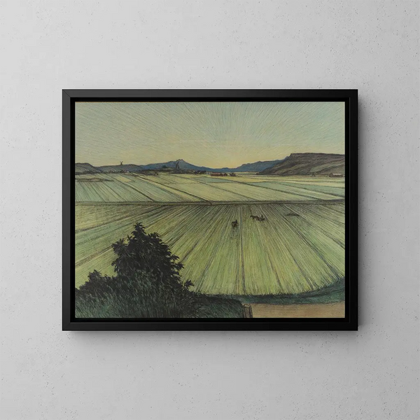 Landschaft mit Feldern - Karl Nordström — gerahmtes Bild an der Wand