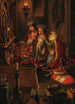 Der König Albert II. und seine Ehefrau Elisabeth von Luxemburg im Gebet am Altar mit den Kronen von Böhmen und Ungarn sowie der Kaiserkrone des Heiligen Römischen Reiches - Karl Russ — Ansicht des Kunstwerks