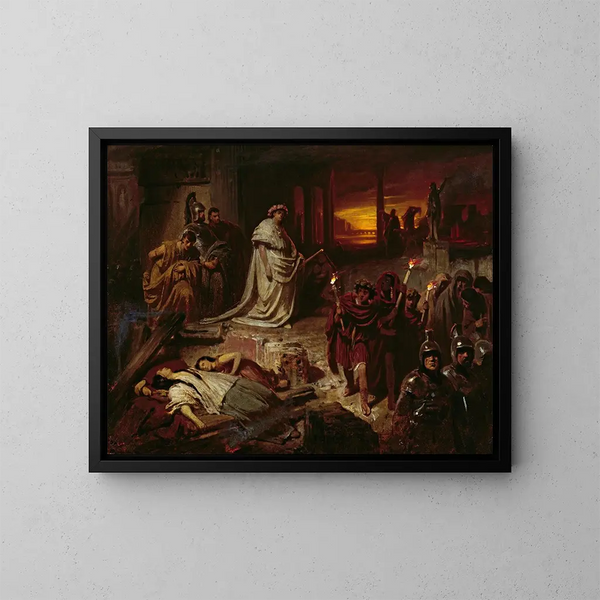 Néron auf den Ruinen von Rom - Karl Theodor von Piloty — gerahmtes Bild an der Wand
