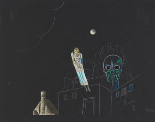 Karl Wiener - Ohne Titel Collage Frau Mond und Totenkopf.webp