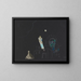 Ohne Titel, Collage einer Frau, Mond und Schädel - Karl Wiener — gerahmtes Bild an der Wand