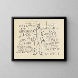 Ohne Titel, Hunger, Weltwirtschaftskrise, Arbeitslosigkeit - Karl Wiener — gerahmtes Bild an der Wand