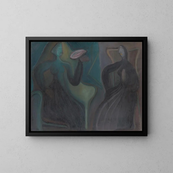 Frauen sitzend - Karol Polnyi — gerahmtes Bild an der Wand