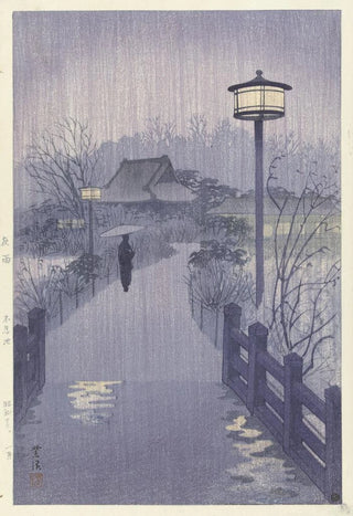 Kasamatsu Shir - Avondregen bij de Shinobazu vijver.webp
