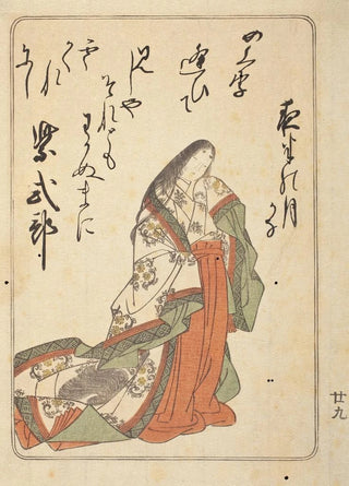 Katsukawa Shunsh - The Poetress Murasaki Shikibu from the book One Hundred Poets in Eastern Brocade Book.webp