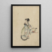Eine Frau, vielleicht eine Kurtisane, sitzt nach rechts gewandt, den Kopf gedreht, um über ihre rechte Schulter zu schauen, trägt mehrere Haarnadeln - Katsushika Hokusai — gerahmtes Bild an der Wand
