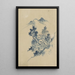 Gebäude eingebettet zwischen Bäumen in einem Bergtal - Katsushika Hokusai — gerahmtes Bild an der Wand