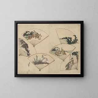 Das Bad von Mutamagawa - Katsushika Hokusai — gerahmtes Bild an der Wand