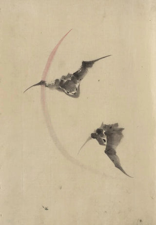Katsushika Hokusai - Two bats flying.webp