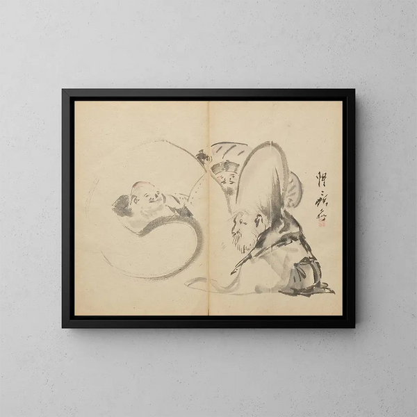 Dieux der guten Glückseligkeit - Kawanabe Kyōsai — gerahmtes Bild an der Wand