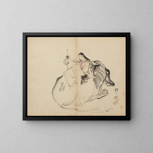 Monju stehend - Kawanabe Kyōsai — gerahmtes Bild an der Wand