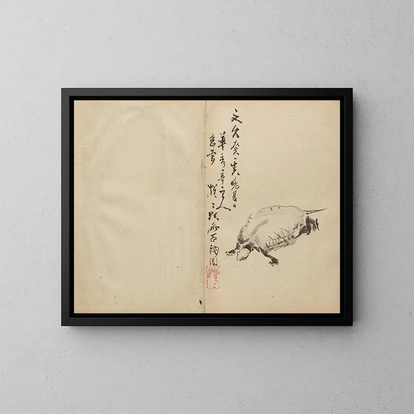 Schildkröte - Kawanabe Kyōsai — gerahmtes Bild an der Wand