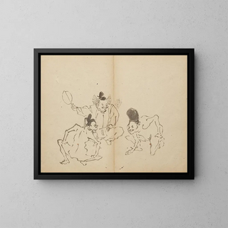 Kampf im Ring - Kawanabe Kyōsai — gerahmtes Bild an der Wand