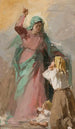 Das Mädchen mit der Jungfrau Maria, die einer Bäuerin erscheint - Kazimierz Alchimowicz — Ansicht des Kunstwerks