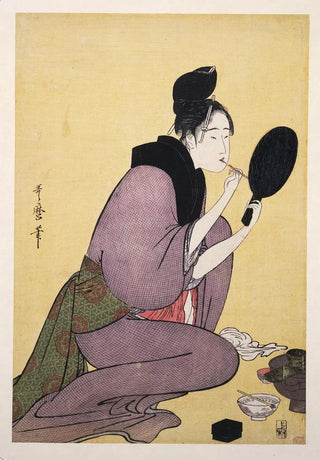 Kitagawa Utamaro - Kuchibeni Painting the lips.webp