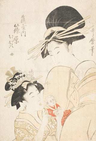 Kitagawa Utamaro - Shinohara of the Tsuruya kamuro Wakaba and Chieda.webp