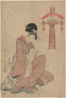 Frau mit Rolle - Kitagawa Utamaro — Ansicht des Kunstwerks