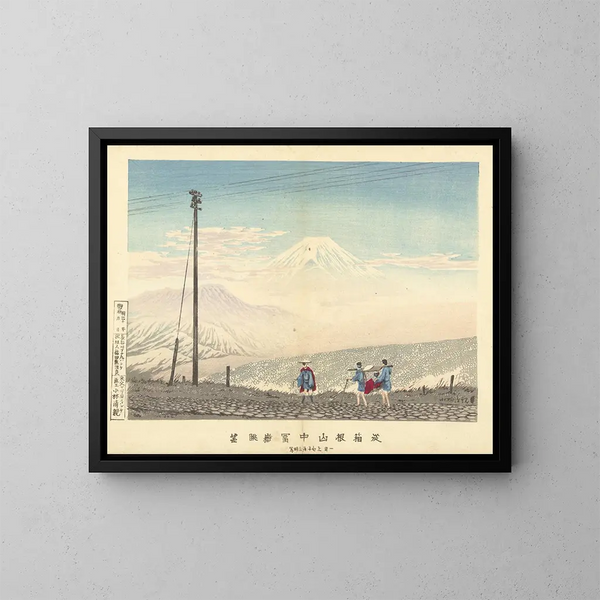 Ansicht des Fuji in den Hakone-Bergen - Kobayashi Kiyochika — gerahmtes Bild an der Wand