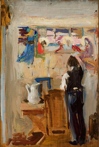 Konrad Krzyanowski - Painter Janusz Nawroczyski in the studio sketch.webp