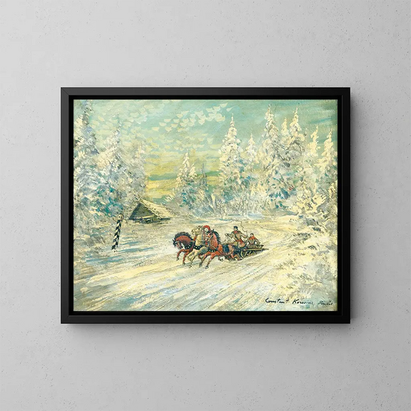 Troika dans la neige - Konstantin Alexeïevitch Korovine — gerahmtes Bild an der Wand