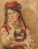 Portrait einer jungen Frau in traditioneller Kleidung - Konstantin Egorovich Makovsky — Ansicht des Kunstwerks