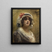 Portrait eines jungen Mädchens mit einem weißen Stoffhut - Konstantin Makovsky — gerahmtes Bild an der Wand