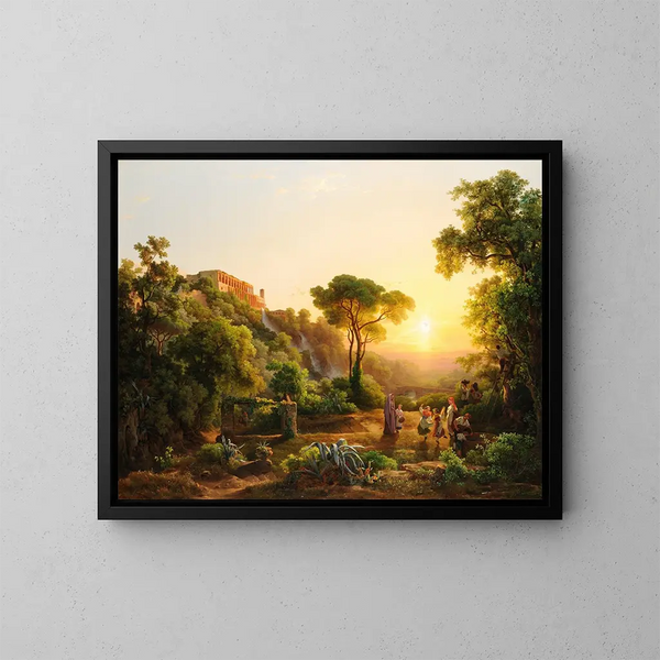 Landschaft in Tivoli mit einer Weinleseszene - Károly Markó — gerahmtes Bild an der Wand