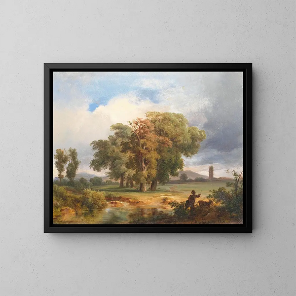 Motiv der Cascina in Pisa - Károly Markó — gerahmtes Bild an der Wand