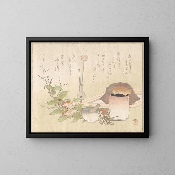 Ensemble d'ustensiles pour la cérémonie du thé - Kubo Shunman — gerahmtes Bild an der Wand