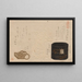 Drei Antiquitäten aus der Serie Objekte geschätzter Inrō aus Leder Netsuke Meibutsu Kawa do inrō do netsuke - Kubo Shunman — gerahmtes Bild an der Wand