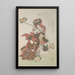 Zwei Tänzer, die einen Shakkymono-Kabuki-Tanz aus dem Album Surimono de la pluie de printemps Harusame surimonoj vol 3 - Kubo Shunman ausführen — gerahmtes Bild an der Wand